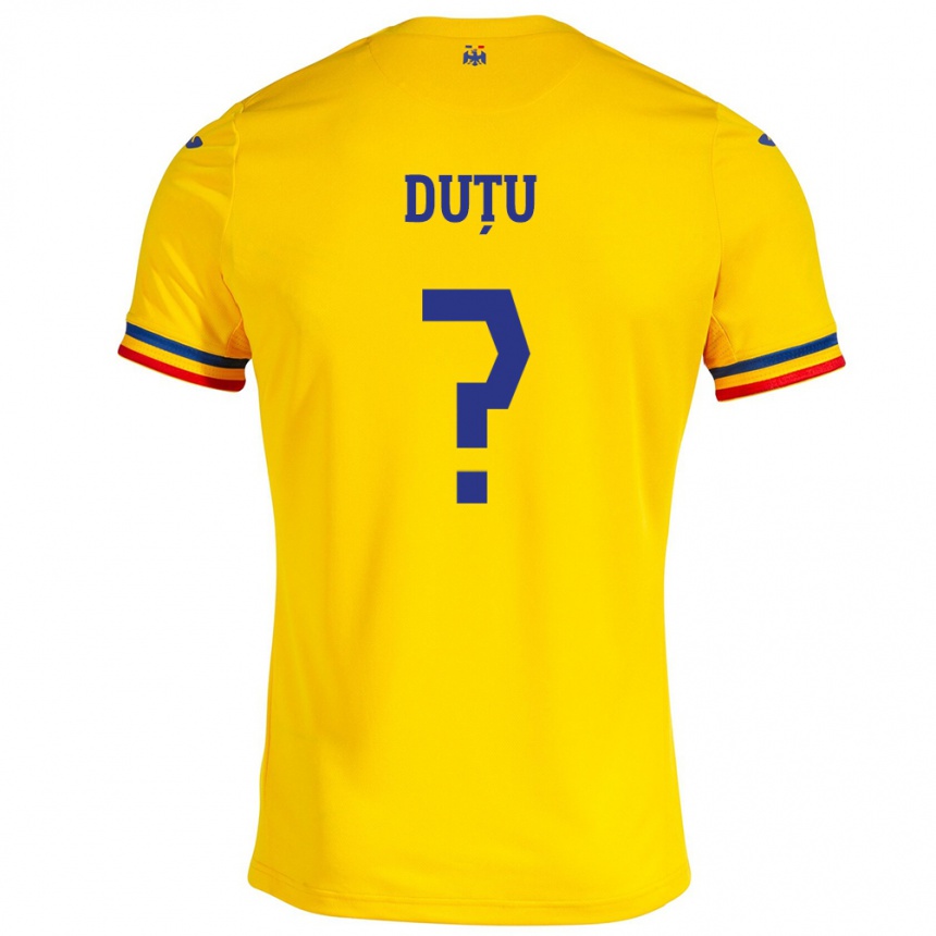 Kids Football Romania Matteo Duțu #0 Yellow Home Jersey 24-26 T-Shirt Za