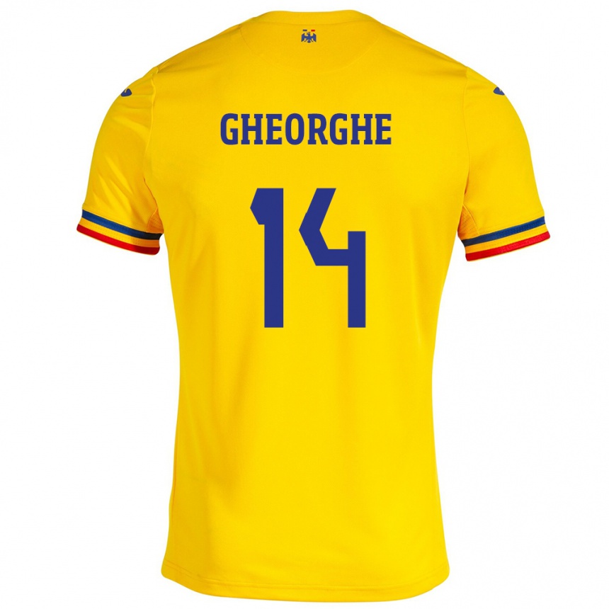 Kids Football Romania Costyn Gheorghe #14 Yellow Home Jersey 24-26 T-Shirt Za