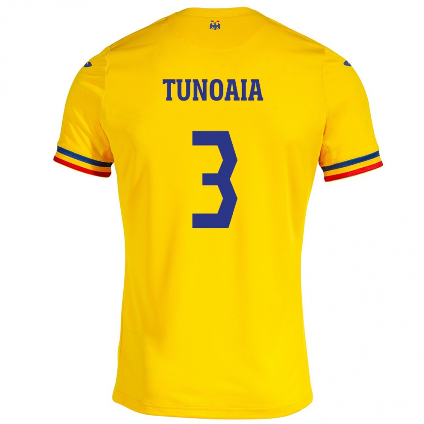 Kids Football Romania Alexandra Tunoaia #3 Yellow Home Jersey 24-26 T-Shirt Za