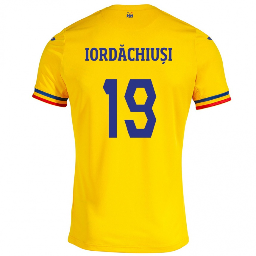 Kids Football Romania Olga Iordăchiuși #19 Yellow Home Jersey 24-26 T-Shirt Za