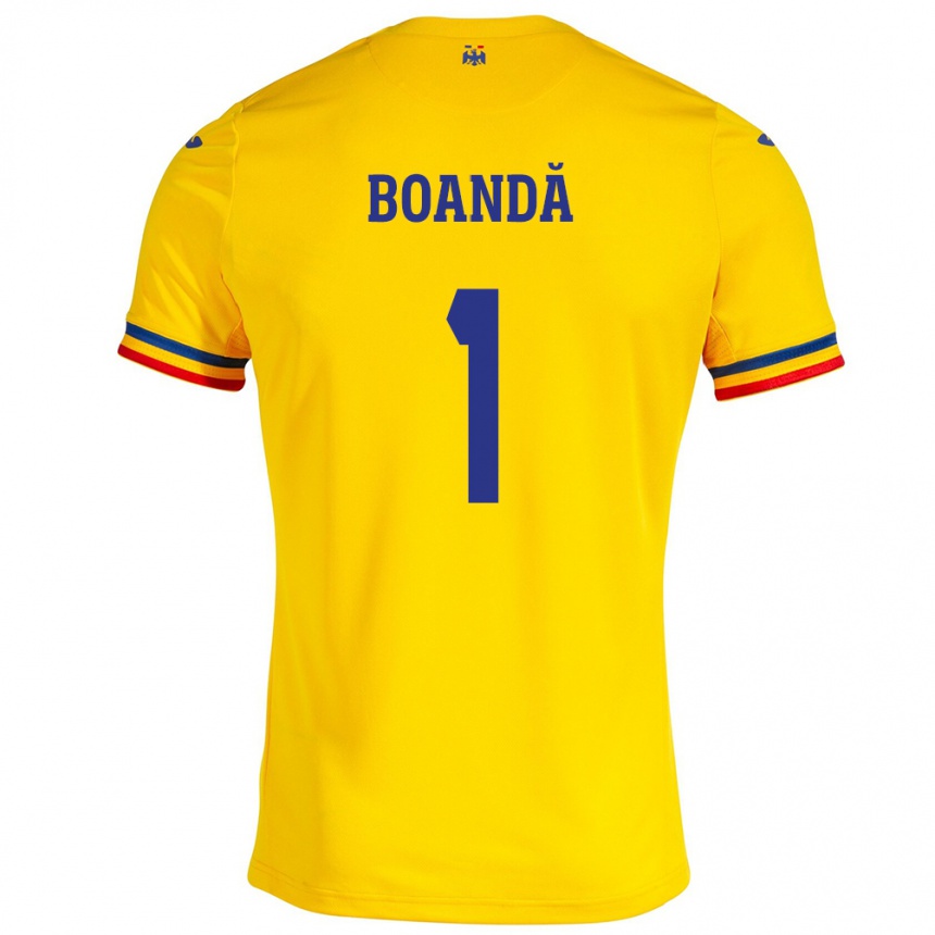 Kids Football Romania Lavinia Boandă #1 Yellow Home Jersey 24-26 T-Shirt Za