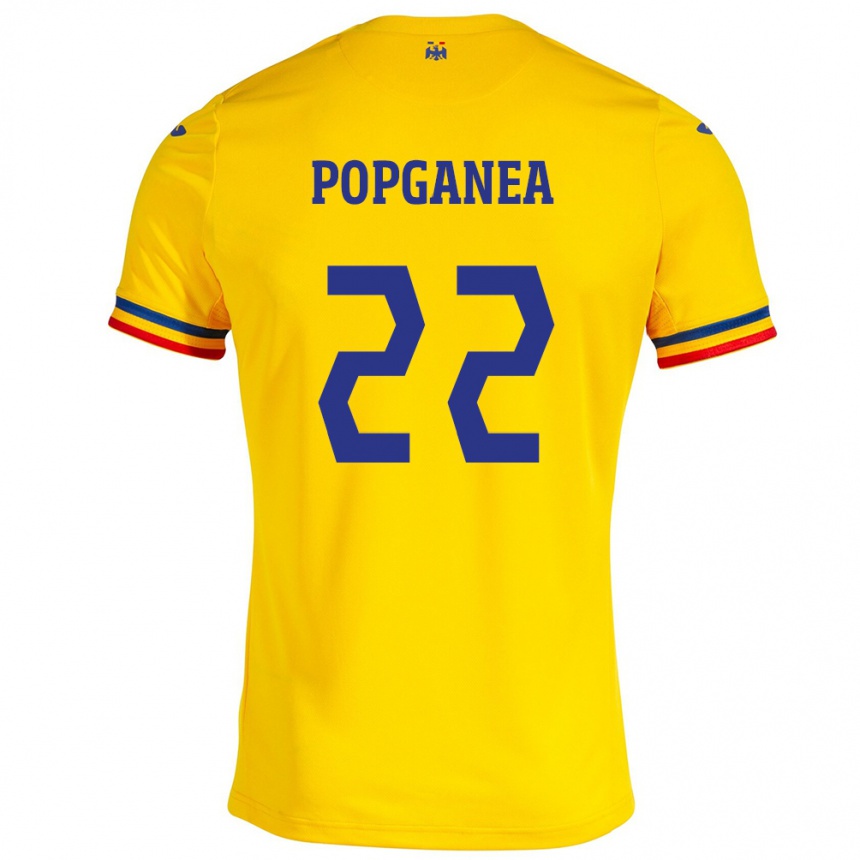 Kids Football Romania Mirela Pop-Ganea #22 Yellow Home Jersey 24-26 T-Shirt Za