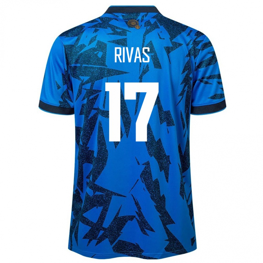 Kids Football El Salvador Eduardo Rivas #17 Blue Home Jersey 24-26 T-Shirt Za