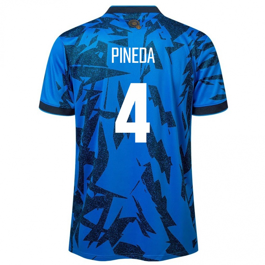 Kids Football El Salvador Wálter Pineda #4 Blue Home Jersey 24-26 T-Shirt Za