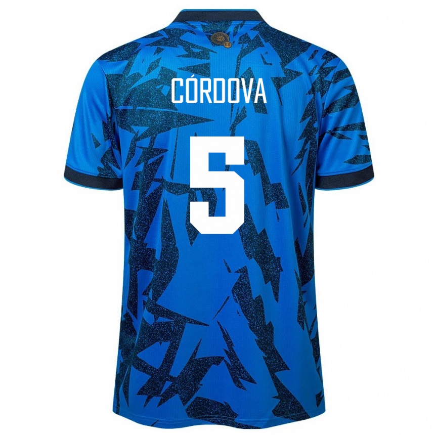 Kids Football El Salvador Edwin Córdova #5 Blue Home Jersey 24-26 T-Shirt Za