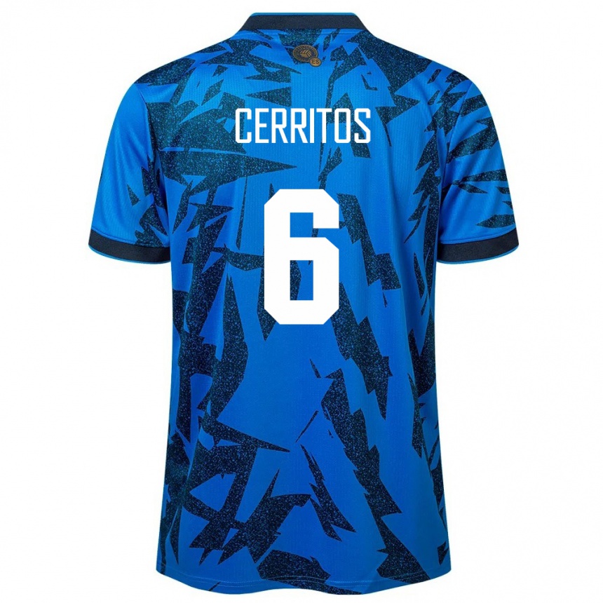 Kids Football El Salvador Mauricio Cerritos #6 Blue Home Jersey 24-26 T-Shirt Za