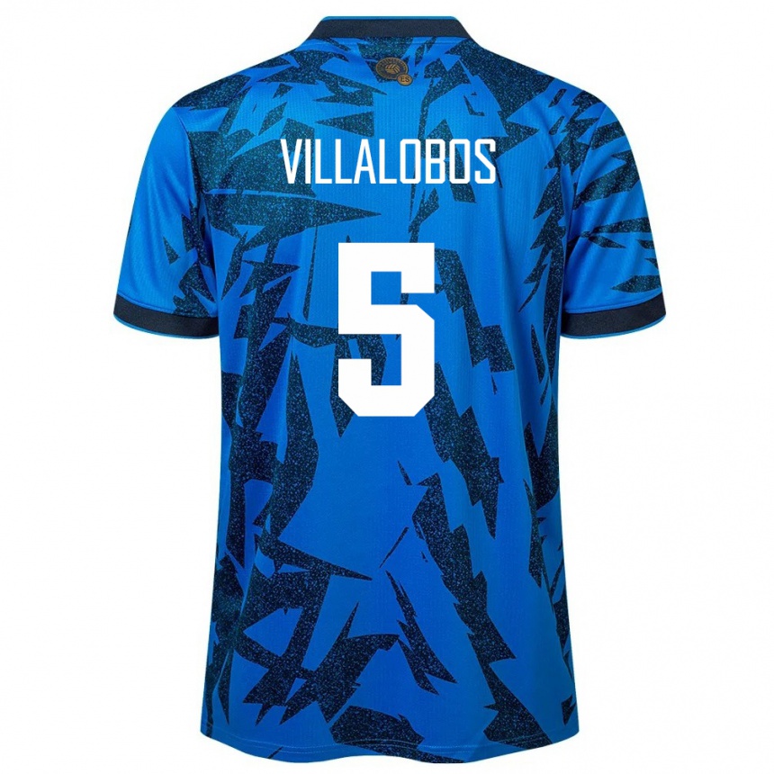 Kids Football El Salvador Kristian Villalobos #5 Blue Home Jersey 24-26 T-Shirt Za