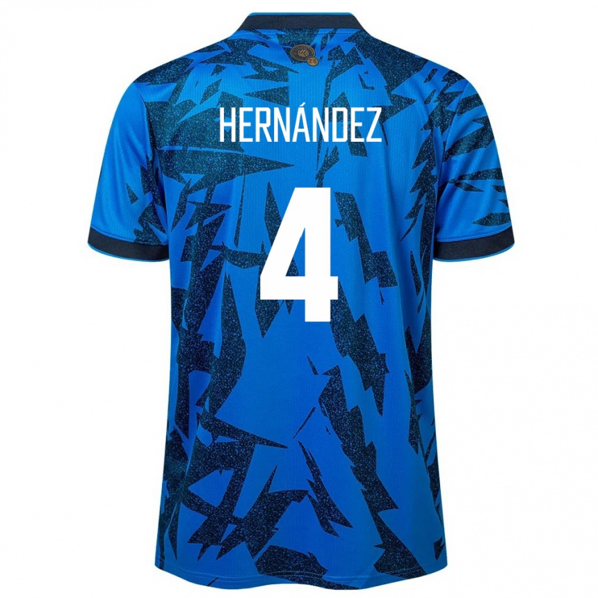 Kids Football El Salvador Elaily Hernández #4 Blue Home Jersey 24-26 T-Shirt Za