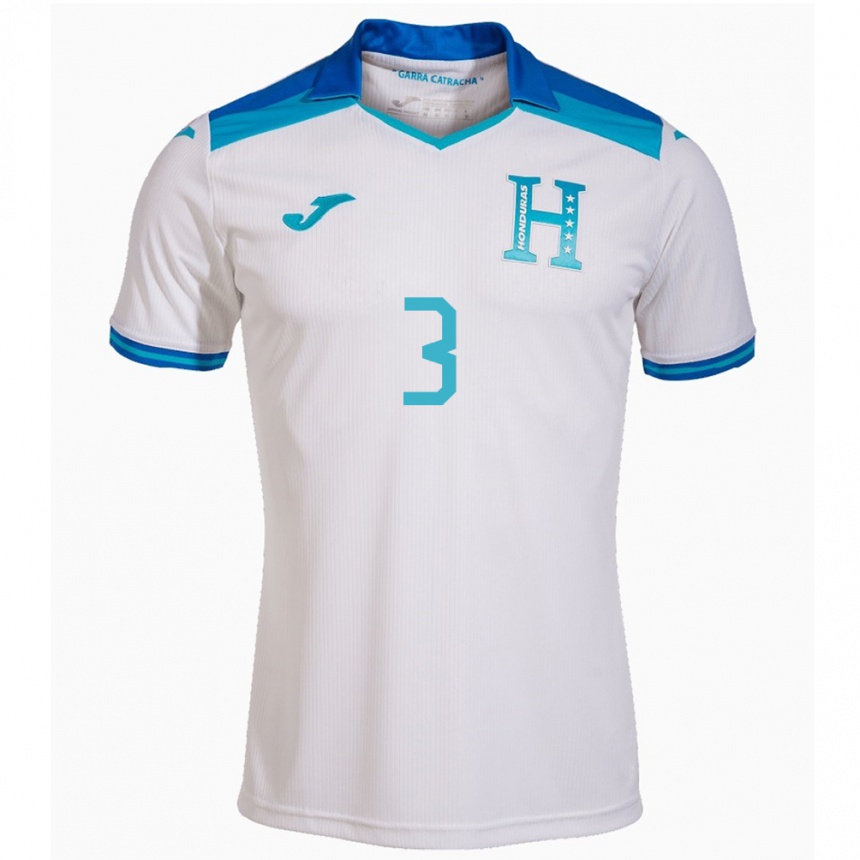 Kids Football Honduras David Herrera #3 White Home Jersey 24-26 T-Shirt Za