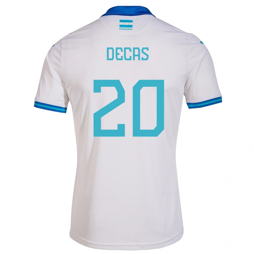 Kids Football Honduras Wesly Decas #20 White Home Jersey 24-26 T-Shirt Za