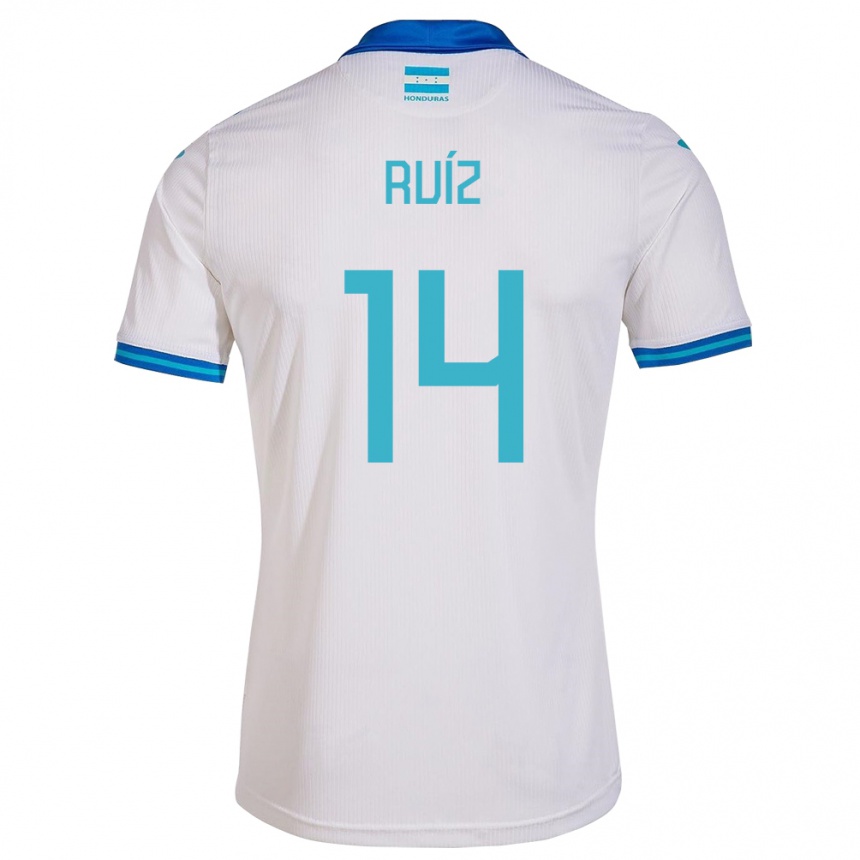 Kids Football Honduras David Ruíz #14 White Home Jersey 24-26 T-Shirt Za