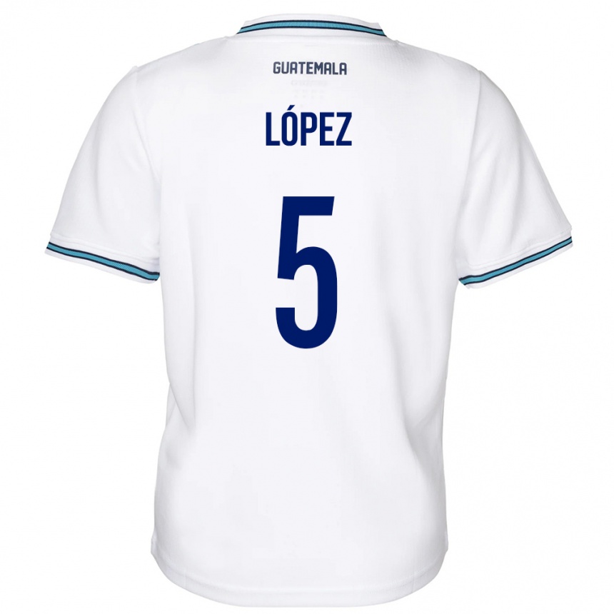 Kids Football Guatemala Jeffery López #5 White Home Jersey 24-26 T-Shirt Za