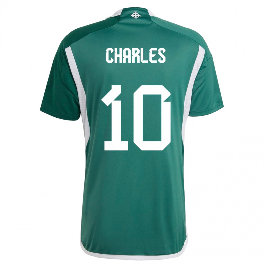 Kids Football Northern Ireland Dion Charles #10 Green Home Jersey 24-26 T-Shirt Za