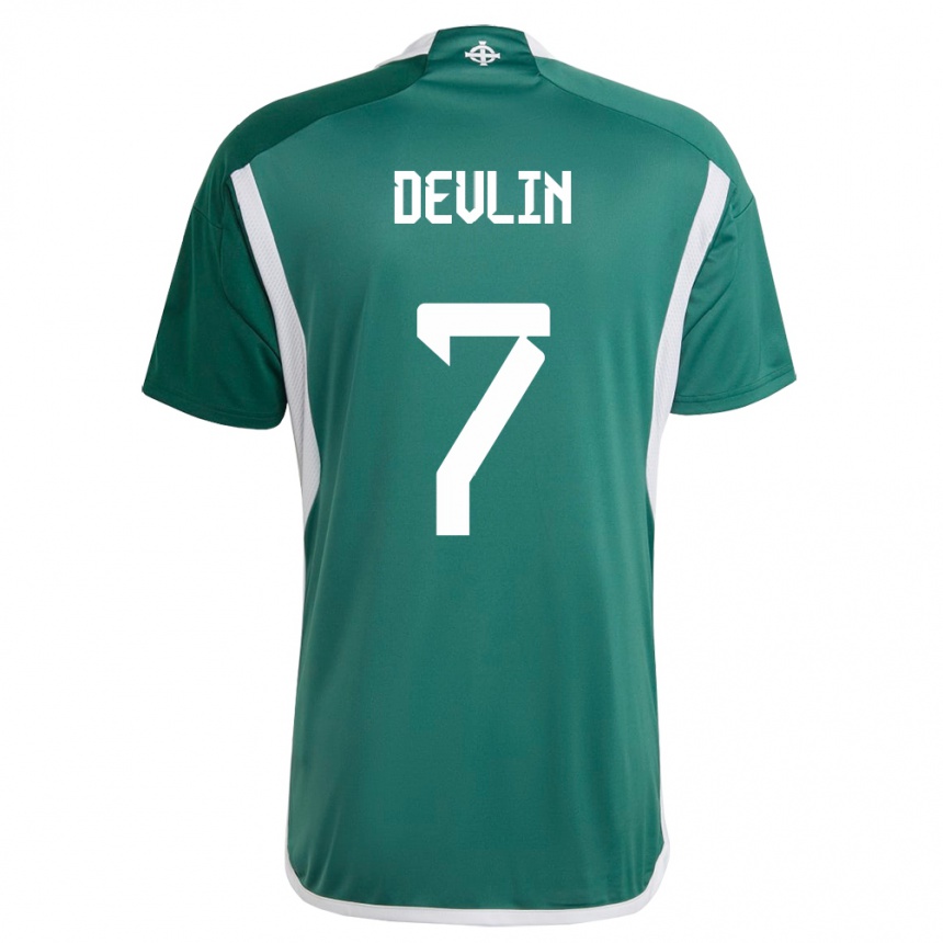 Kids Football Northern Ireland Terry Devlin #7 Green Home Jersey 24-26 T-Shirt Za