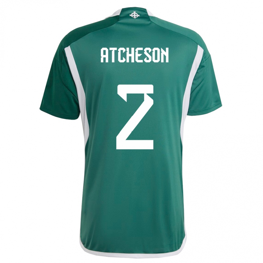 Kids Football Northern Ireland Tom Atcheson #2 Green Home Jersey 24-26 T-Shirt Za