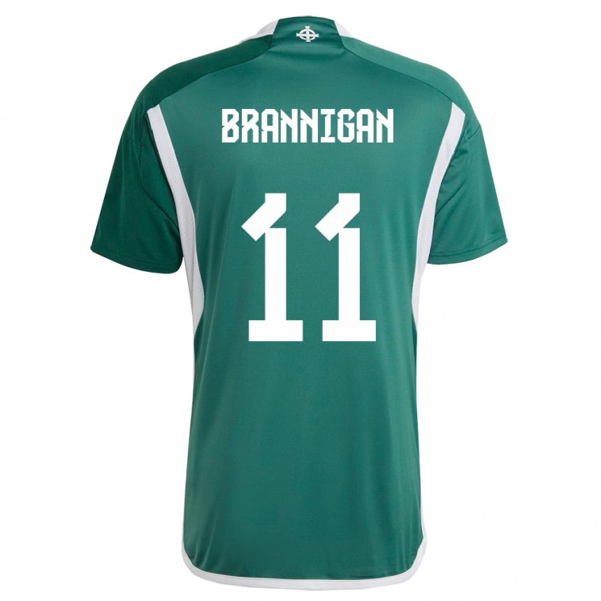 Kids Football Northern Ireland Cole Brannigan #11 Green Home Jersey 24-26 T-Shirt Za