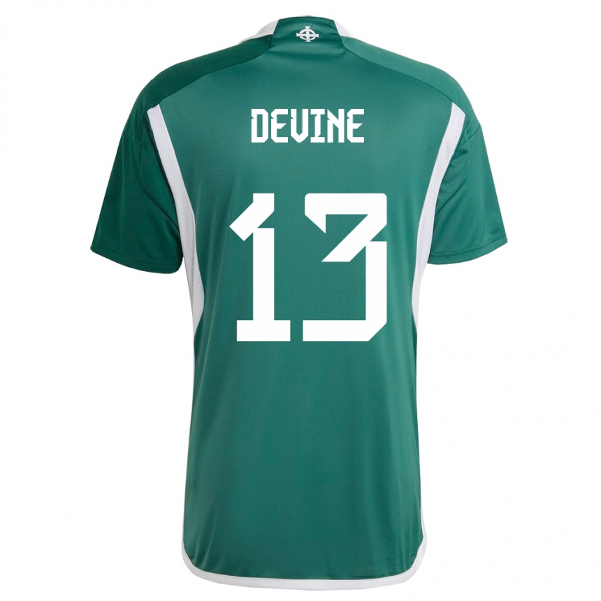 Kids Football Northern Ireland Senan Devine #13 Green Home Jersey 24-26 T-Shirt Za