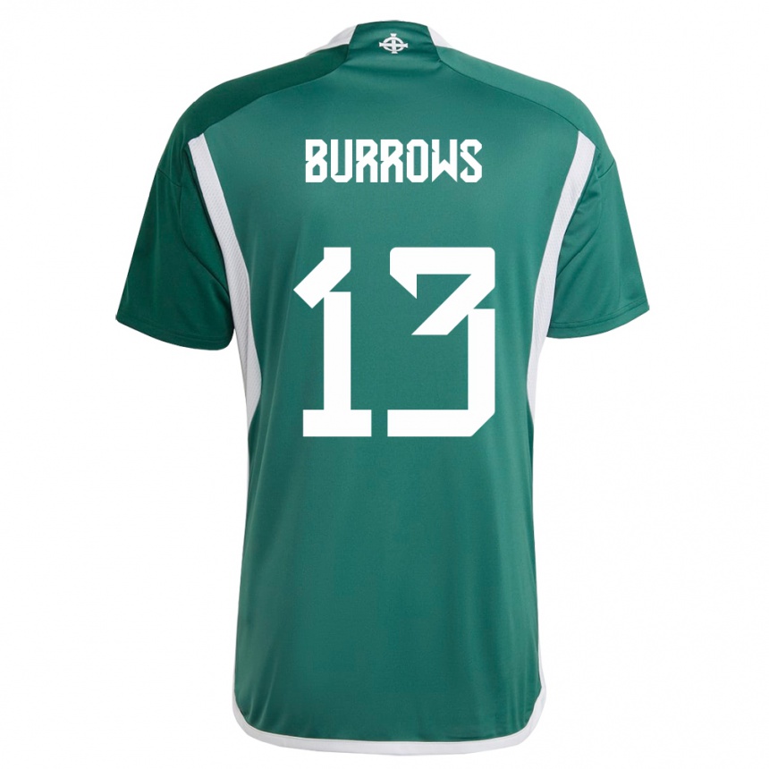 Kids Football Northern Ireland Kelsie Burrows #13 Green Home Jersey 24-26 T-Shirt Za