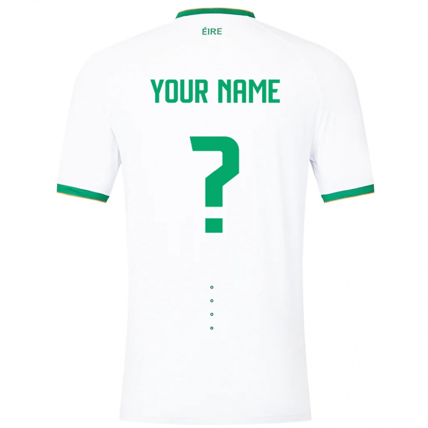 Kids Football Ireland Your Name #0 White Away Jersey 24-26 T-Shirt Za