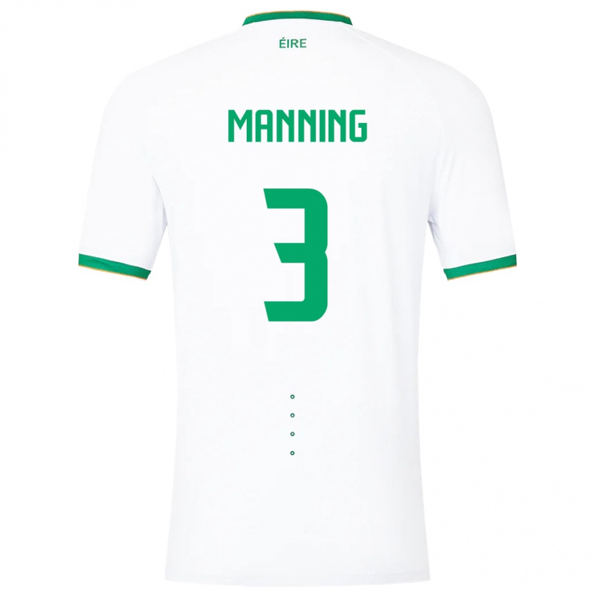 Kids Football Ireland Ryan Manning #3 White Away Jersey 24-26 T-Shirt Za