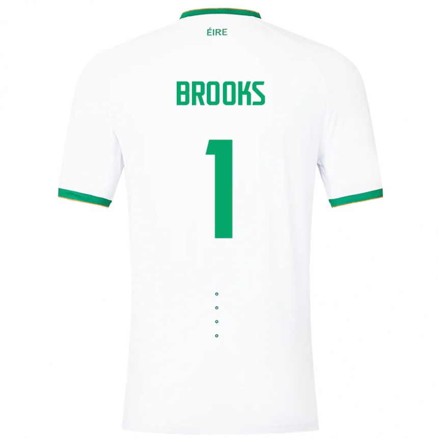 Kids Football Ireland Tiernan Brooks #1 White Away Jersey 24-26 T-Shirt Za