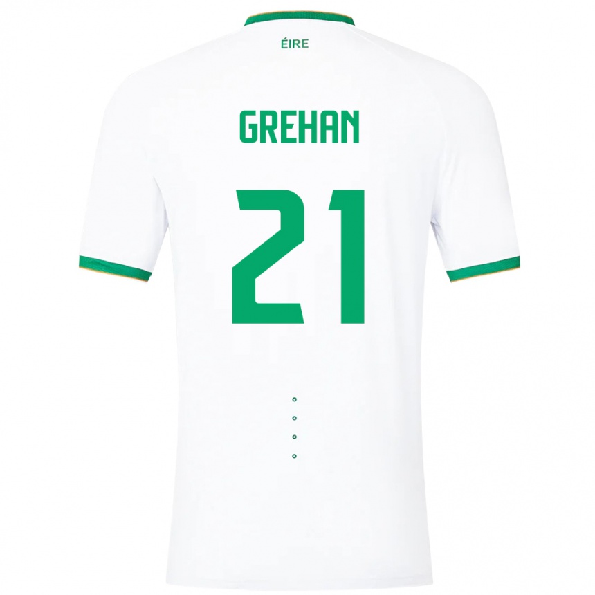 Kids Football Ireland Sean Grehan #21 White Away Jersey 24-26 T-Shirt Za