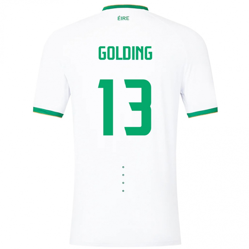 Kids Football Ireland James Golding #13 White Away Jersey 24-26 T-Shirt Za