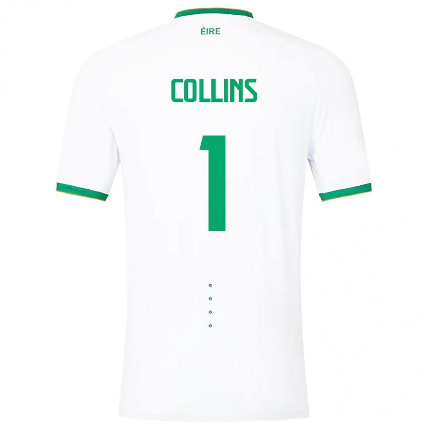 Kids Football Ireland Joe Collins #1 White Away Jersey 24-26 T-Shirt Za