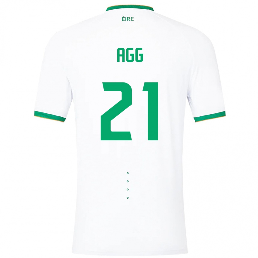 Kids Football Ireland Lily Agg #21 White Away Jersey 24-26 T-Shirt Za