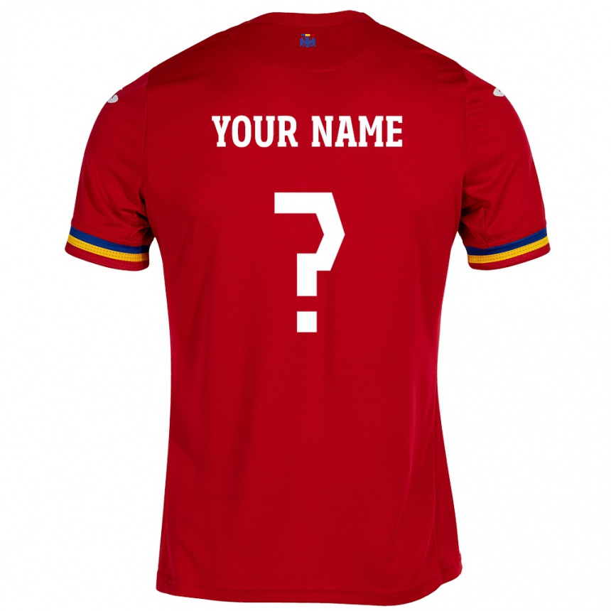 Kids Football Romania Your Name #0 Red Away Jersey 24-26 T-Shirt Za