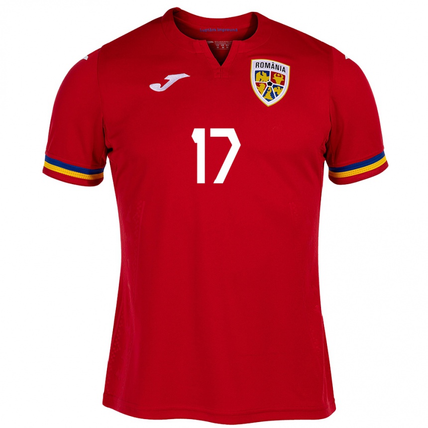 Kids Football Romania Florinel Coman #17 Red Away Jersey 24-26 T-Shirt Za