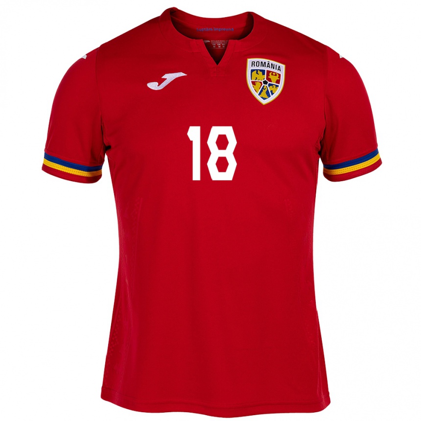 Kids Football Romania Răzvan Marin #18 Red Away Jersey 24-26 T-Shirt Za