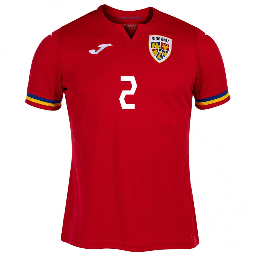 Kids Football Romania Sergiu Pîrvulescu #2 Red Away Jersey 24-26 T-Shirt Za