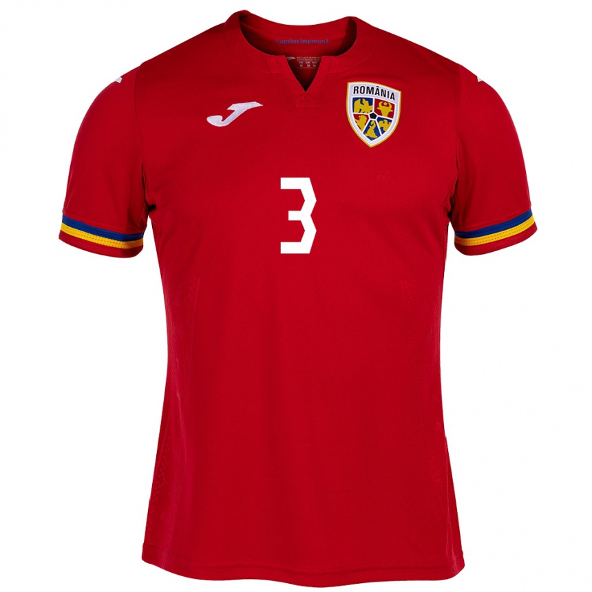 Kids Football Romania Alexandra Tunoaia #3 Red Away Jersey 24-26 T-Shirt Za