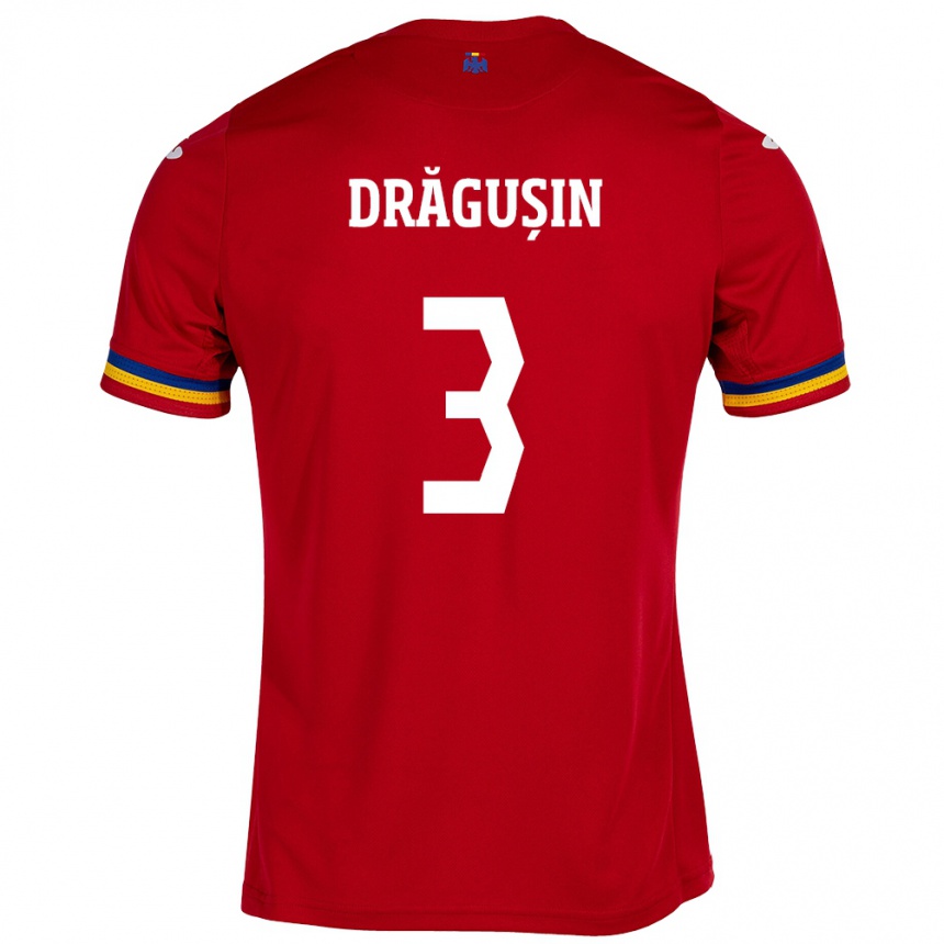 Kids Football Romania Radu Drăgușin #3 Red Away Jersey 24-26 T-Shirt Za