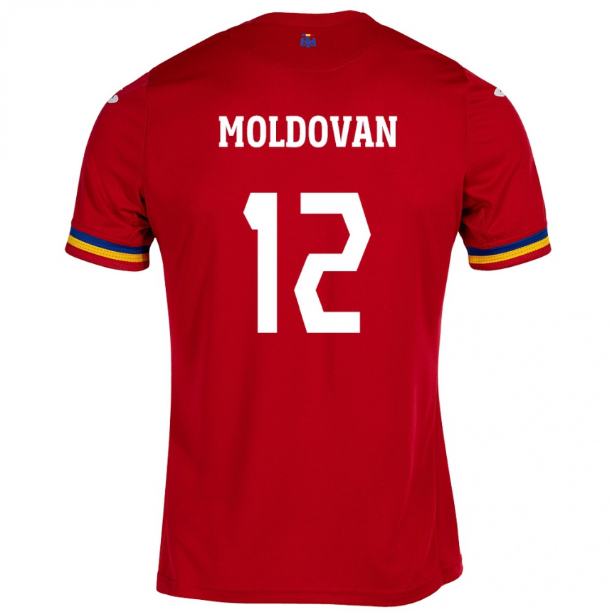 Kids Football Romania Horaţiu Moldovan #12 Red Away Jersey 24-26 T-Shirt Za