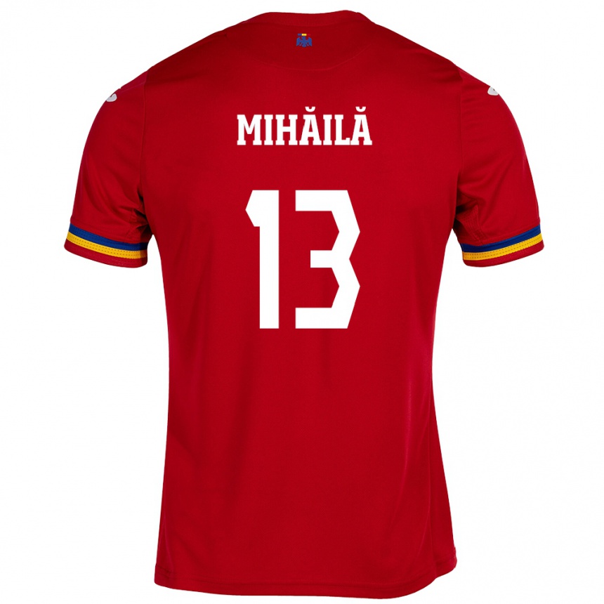 Kids Football Romania Valentin Mihăilă #13 Red Away Jersey 24-26 T-Shirt Za