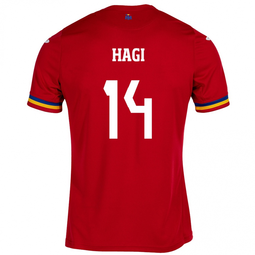 Kids Football Romania Ianis Hagi #14 Red Away Jersey 24-26 T-Shirt Za