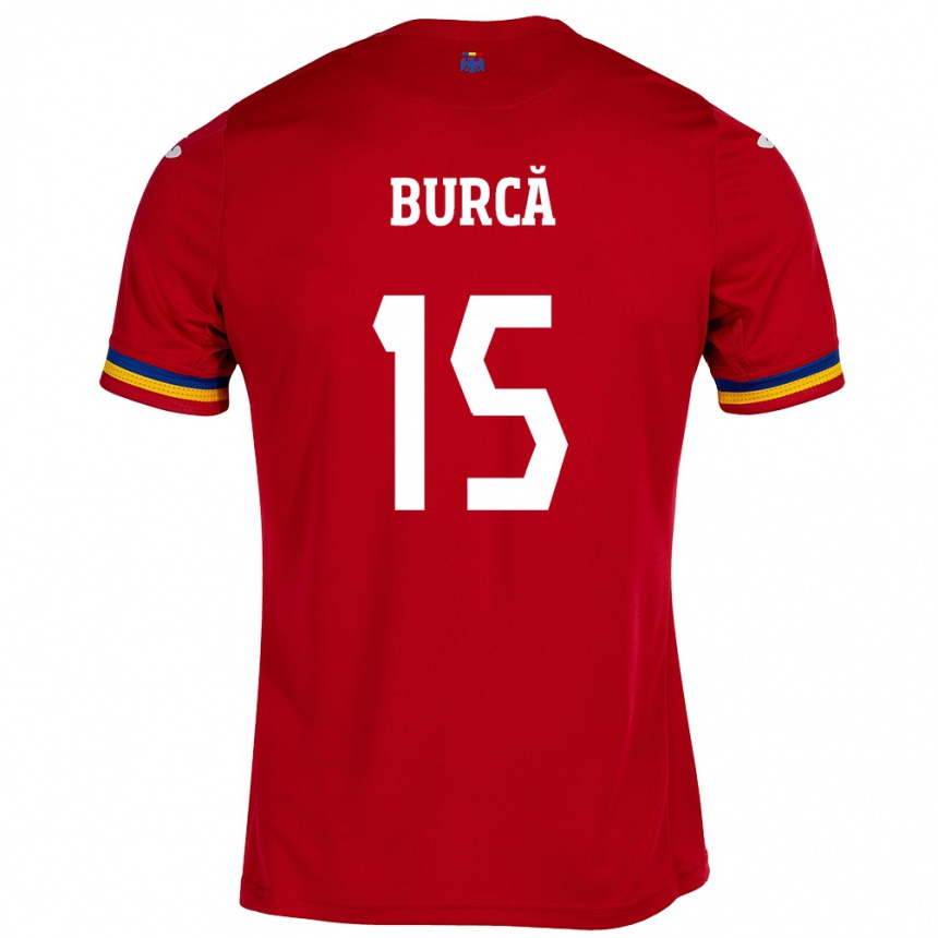 Kids Football Romania Andrei Burcă #15 Red Away Jersey 24-26 T-Shirt Za