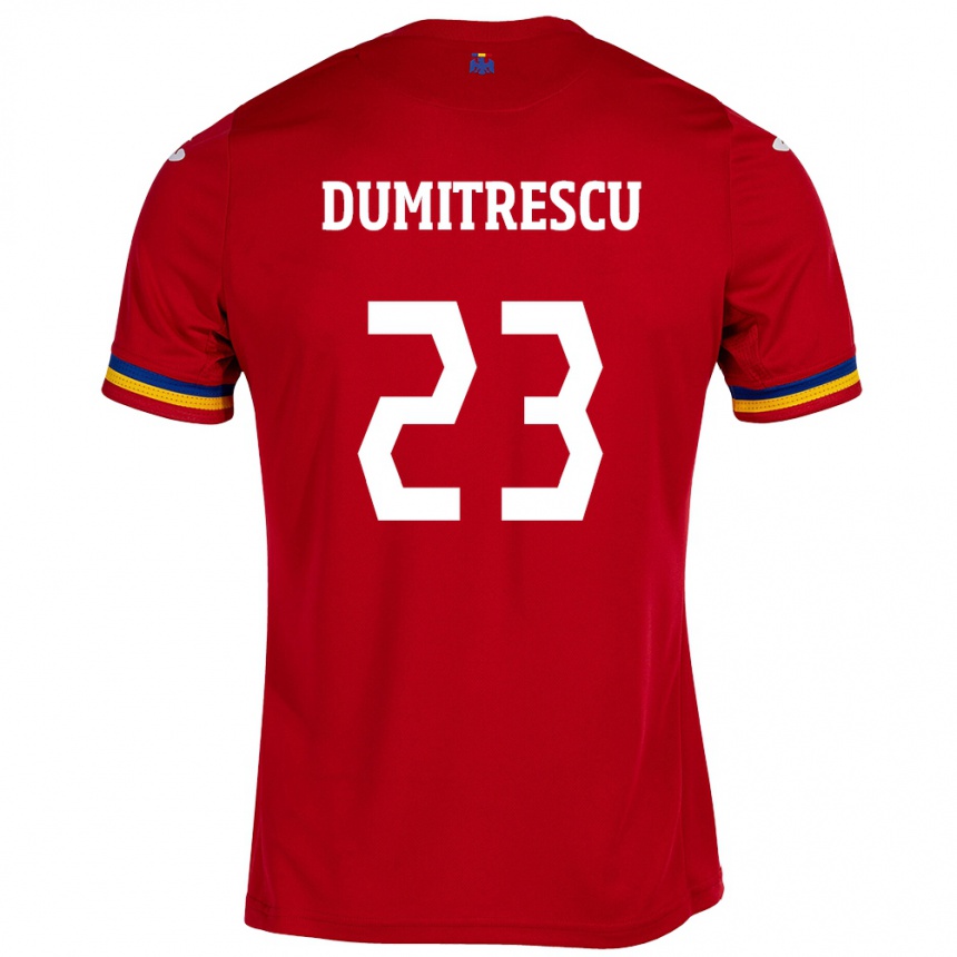 Kids Football Romania Andres Dumitrescu #23 Red Away Jersey 24-26 T-Shirt Za