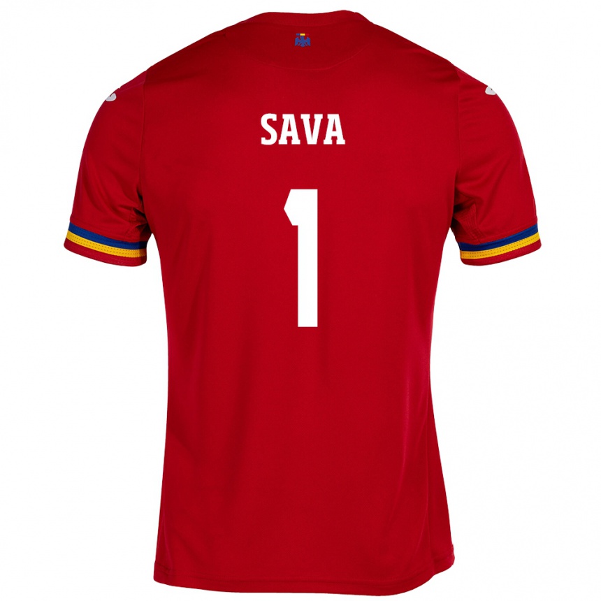 Kids Football Romania Răzvan Sava #1 Red Away Jersey 24-26 T-Shirt Za