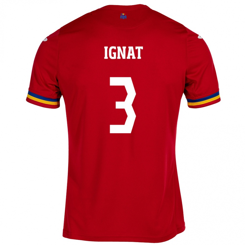 Kids Football Romania Cristian Ignat #3 Red Away Jersey 24-26 T-Shirt Za