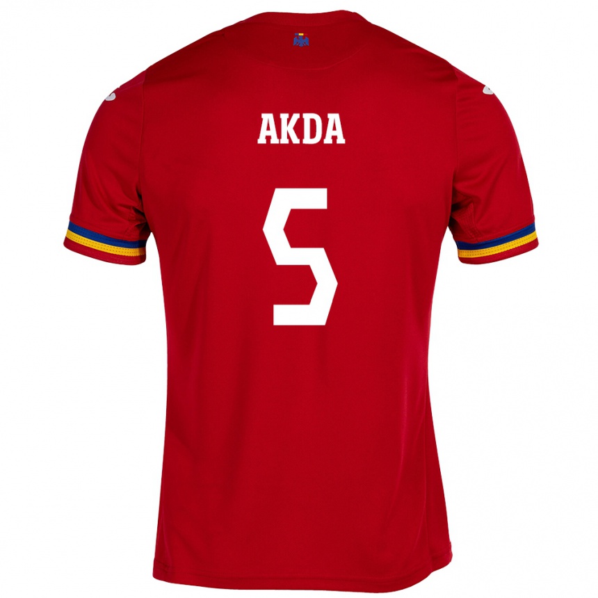 Kids Football Romania Ümit Akdağ #5 Red Away Jersey 24-26 T-Shirt Za