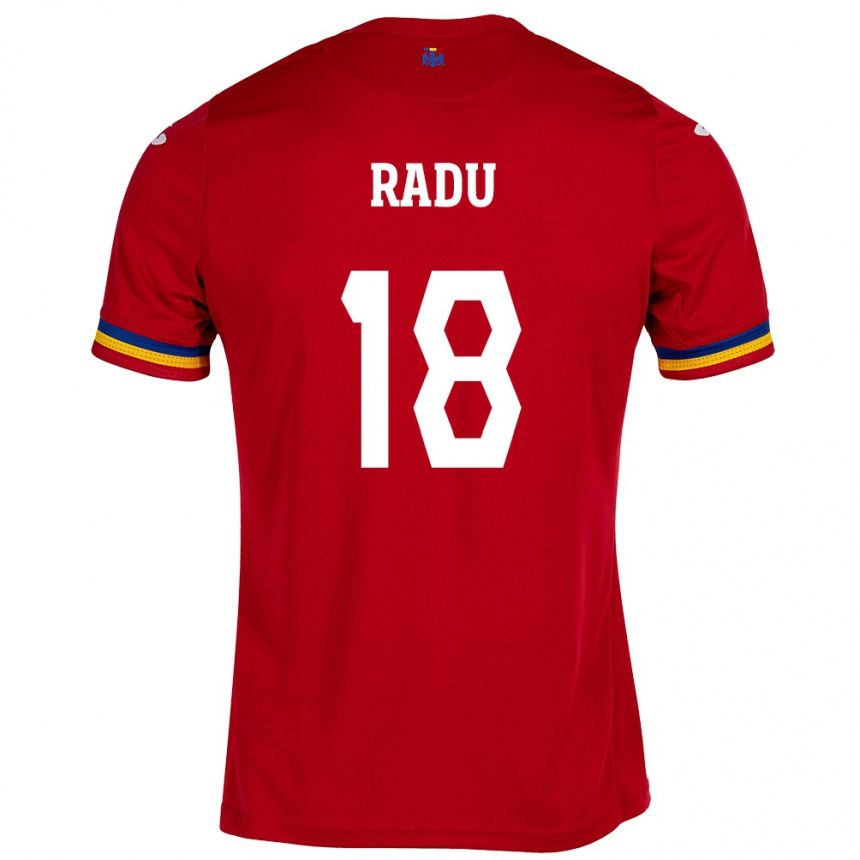 Kids Football Romania Denis Radu #18 Red Away Jersey 24-26 T-Shirt Za