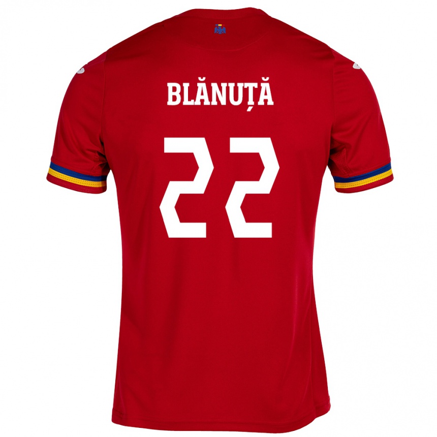 Kids Football Romania Vladislav Blănuță #22 Red Away Jersey 24-26 T-Shirt Za