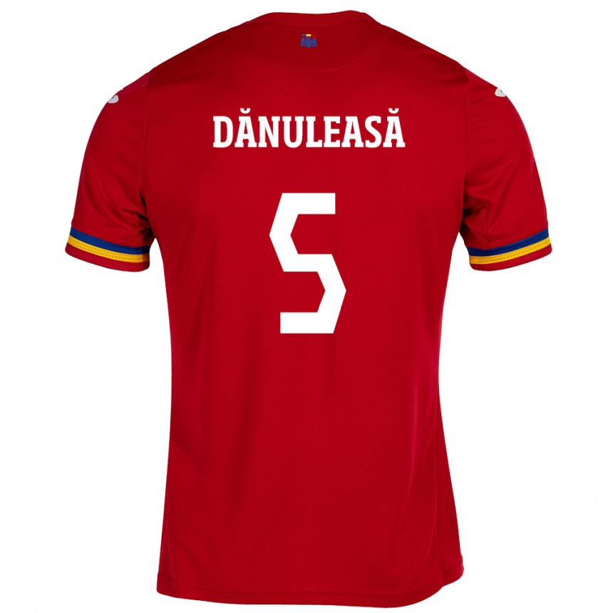 Kids Football Romania Gabriel Dănuleasă #5 Red Away Jersey 24-26 T-Shirt Za