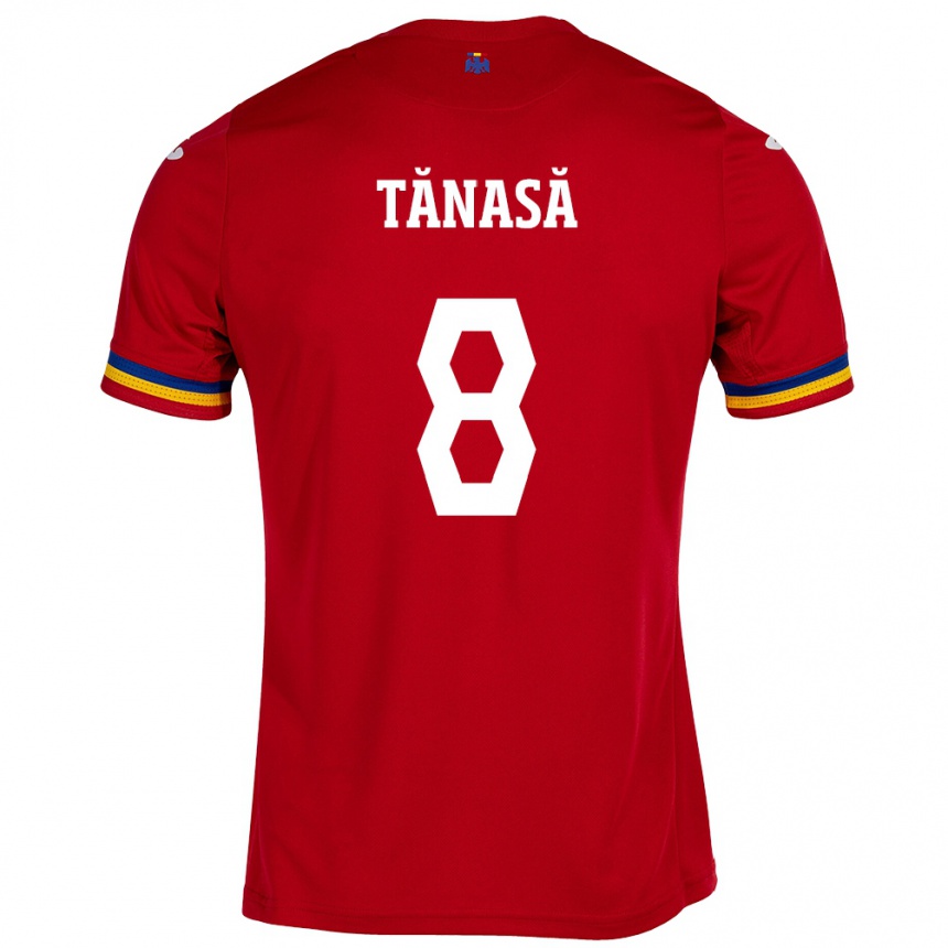 Kids Football Romania Răzvan Tănasă #8 Red Away Jersey 24-26 T-Shirt Za