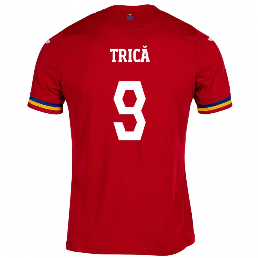 Kids Football Romania Atanas Trică #9 Red Away Jersey 24-26 T-Shirt Za