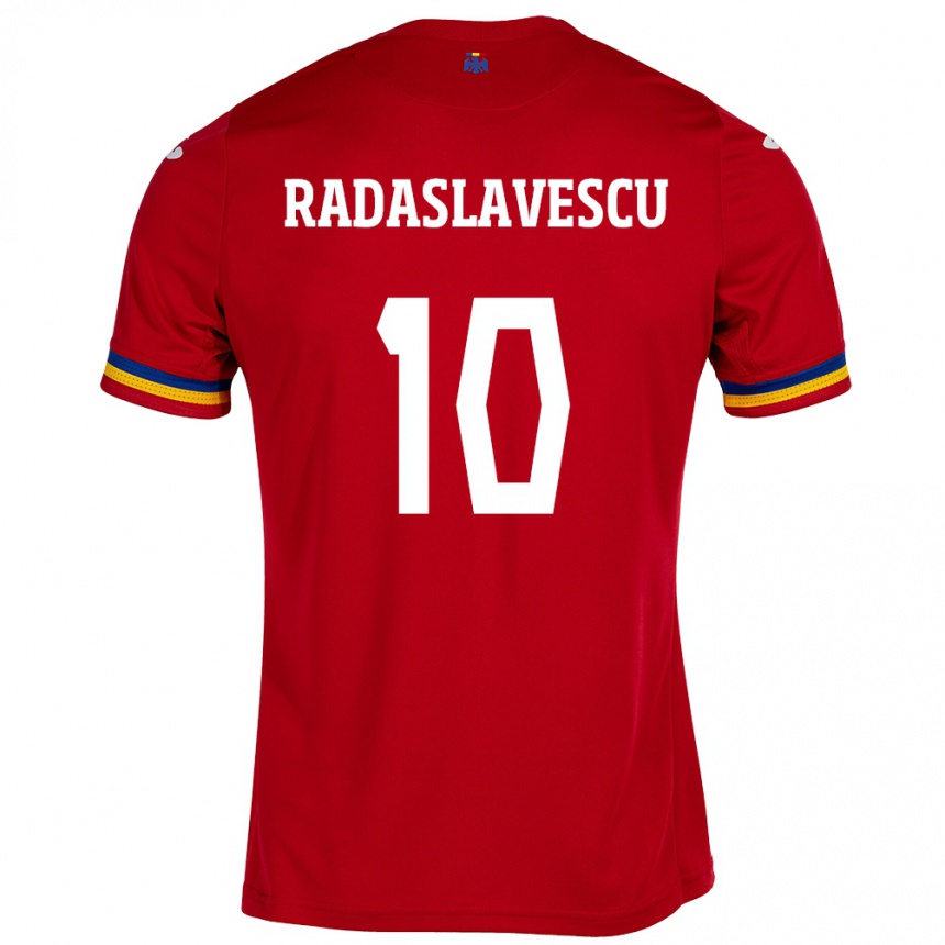 Kids Football Romania Eduard Radaslavescu #10 Red Away Jersey 24-26 T-Shirt Za