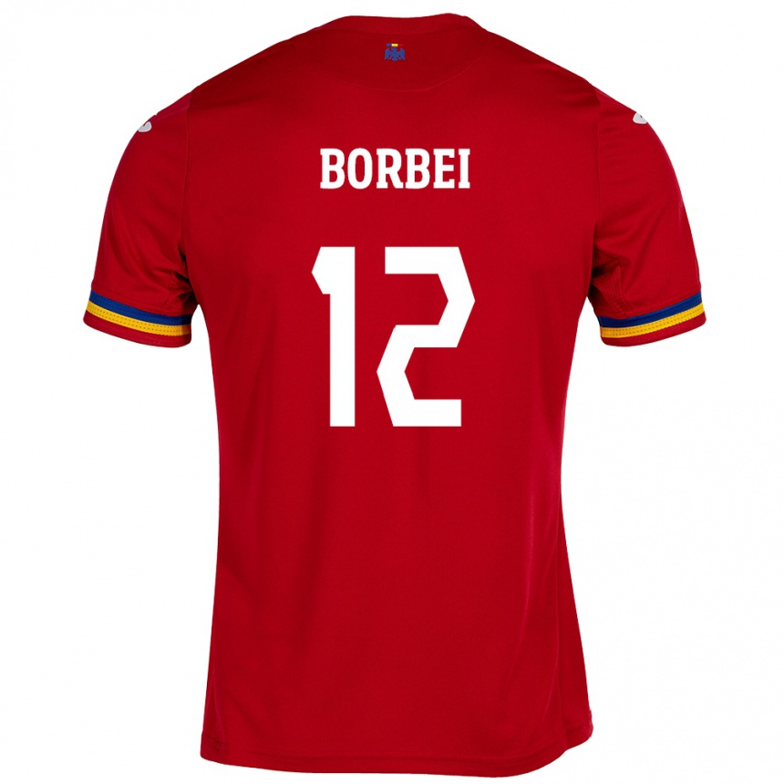 Kids Football Romania Alexandru Borbei #12 Red Away Jersey 24-26 T-Shirt Za